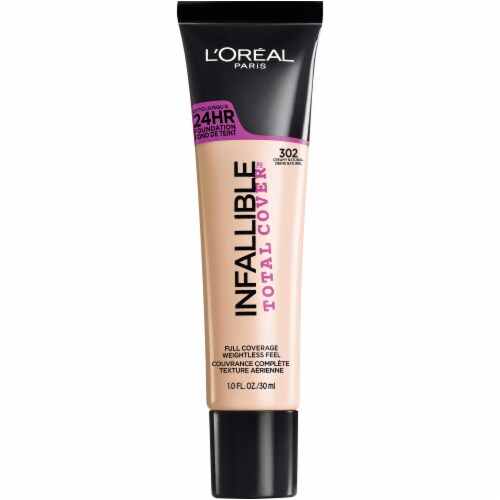 L'Oreal Paris Infallible Total Cover 302 Creamy Natural Liquid Foundation Perspective: front