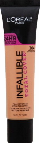 L'Oreal Paris Infallible Total Cover 304 Natural Buff Liquid Foundation Perspective: front
