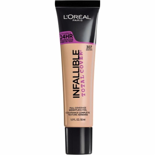 L'Oreal Paris Infallible Total Cover 307 Sand Beige Foundation Perspective: front