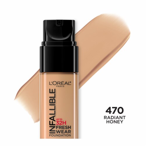 L'Oreal Paris Infallible Foundation 32 Hour Fresh Wear Lightweight 470 Radiant Honey Perspective: front