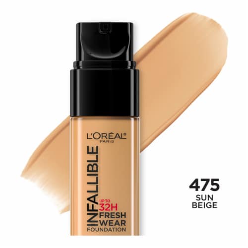 L'Oreal Paris Infallible 24 Hour Fresh Wear Sun Beige 475 Lightweight Foundation Perspective: front