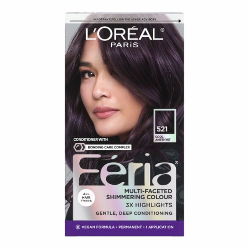 L'Oreal Paris Shimmering 521  Cool Amethyst Permanent Hair Color Kit Perspective: front