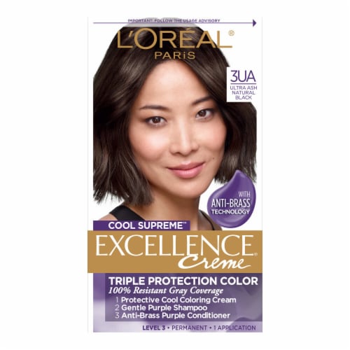 L'Oreal Paris Excellence Ultra Ash Black Cool Supreme Permanent Gray  Coverage Hair Color, 1.0 ct - Kroger