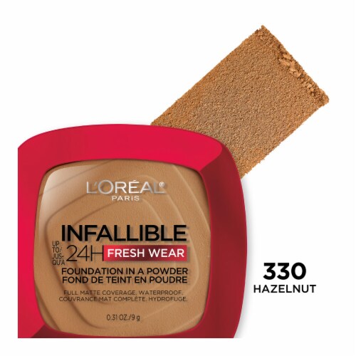 L'Oreal Paris Infallible Fresh Wear Foundation In A Powder 330 Hazelnut Perspective: front