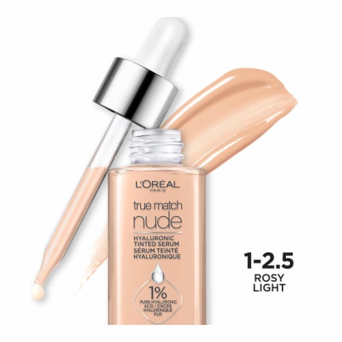 L'Oreal Paris True Match Hyaluronic Tinted Serum Foundation 1-2.5 Rosy Light Perspective: front