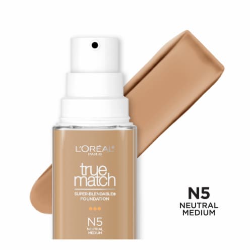 L'Oreal Paris True Match Liquid Foundation with Medium Coverage Super Blendable N5 Perspective: front