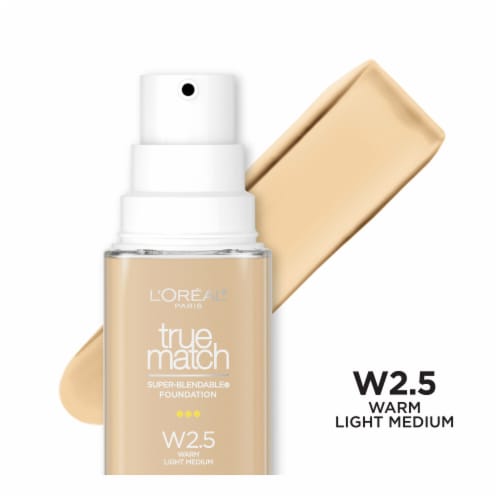 L'Oreal Paris True Match Liquid Foundation with Medium Coverage Super Blendable W2.5 Perspective: front