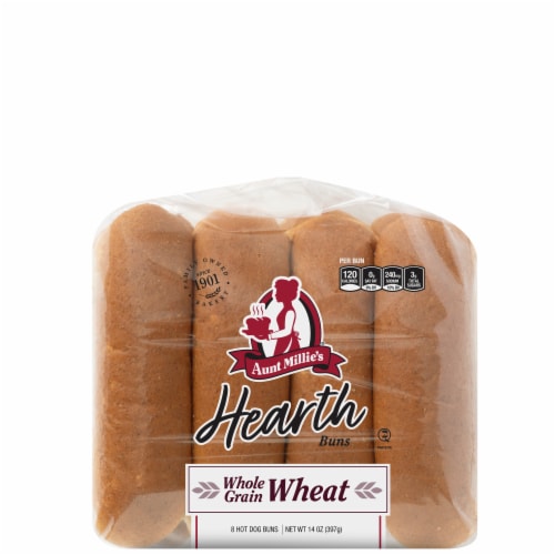 Aunt Millie's Hearth Whole Grain Hot Dog Buns Perspective: front