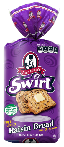 Aunt Millie's Whole Grain Raisin Swirl Bread Perspective: front