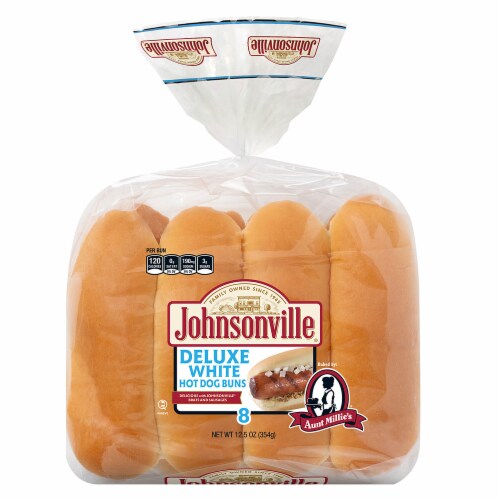 Johnsonville® Deluxe White Hot Dog Buns Perspective: front