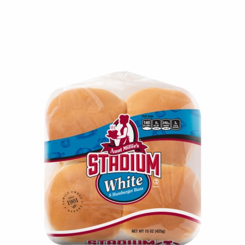 Aunt Millie's Stadium White Hamburger Buns Perspective: front
