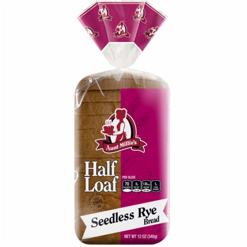 Aunt Millie's Half Loaf Seedless Rye Bread Perspective: front