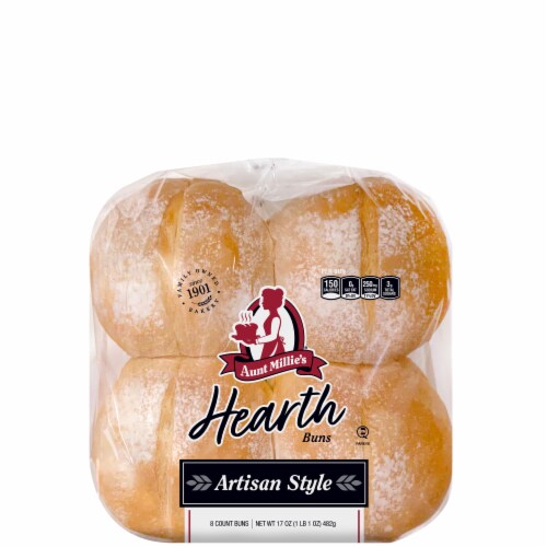 Aunt Millie's Hearth Artisan Style Hamburger Buns Perspective: front