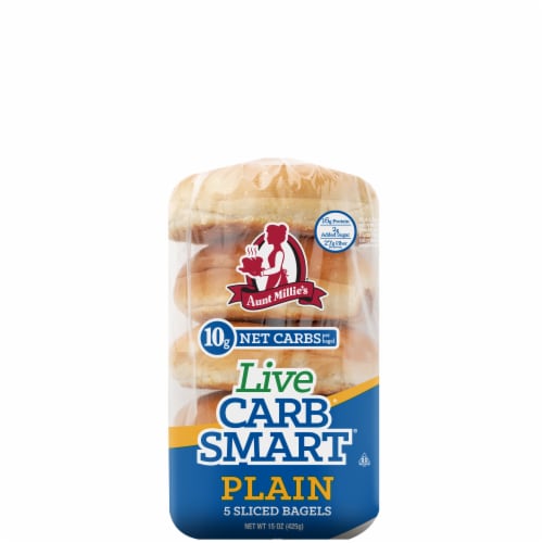Aunt Millie's Live Carb Smart Plain Bagels Perspective: front