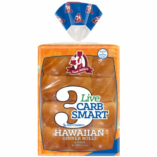 Aunt Millie's Live Carb Smart Hawaiian Dinner Rolls Perspective: front