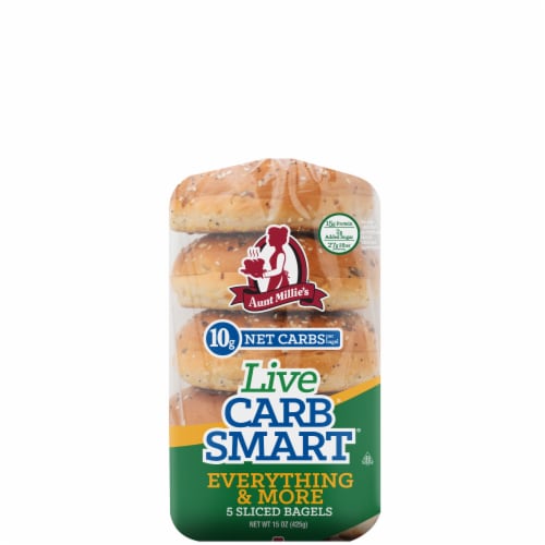 Aunt Millie's Live Carb Smart Everything & More Bagel Perspective: front