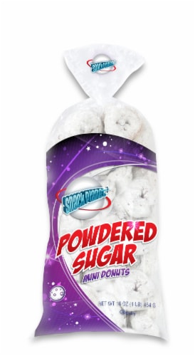 Perfection Bakeries Snack Planet Powdered Sugar Mini Donuts Perspective: front
