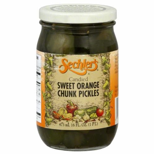 Sechler's Sweet Orange Chunk Pickles Perspective: front