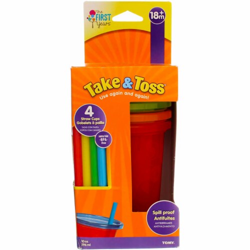 The First Years Take & Toss Spill-Proof Straw Cups With Snap on