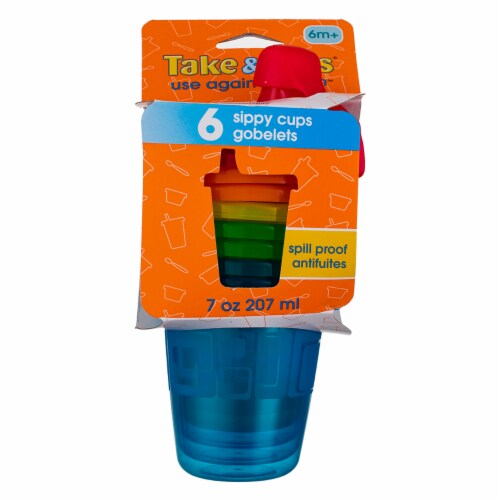 The First Years Take & Toss Sippy Cups, Assorted Colors, 7 oz, 6