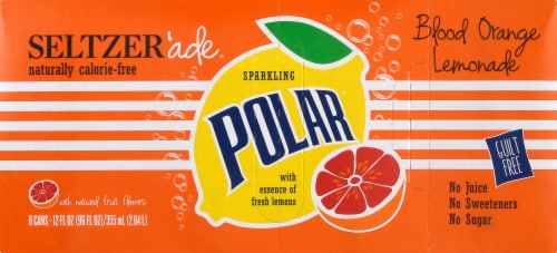Polar'ade Blood Orange Lemonade Flavored Seltzer Water Cans Perspective: front