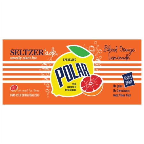 Polar Seltzer'ade Blood Orange Lemonade Flavored Seltzer Water Cans Perspective: front
