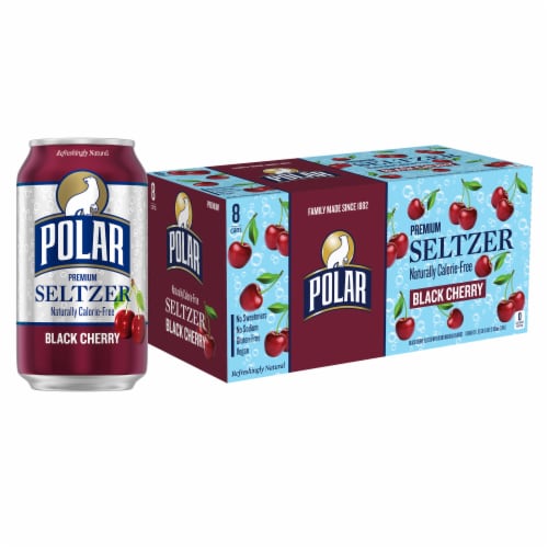 Polar® Black Cherry Flavored Seltzer Water Cans Perspective: front