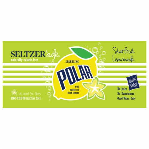 Polar Seltzer'ade Starfruit Lemonade Flavored Seltzer Water Cans Perspective: front