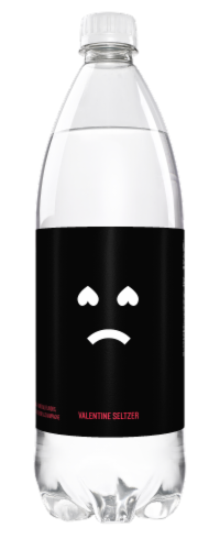 Polar® Black Hearts Valentines Seltzer Bottled Water Perspective: front