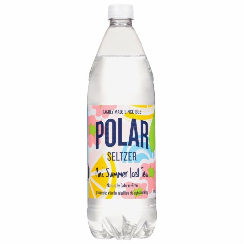 Polar® Pink Summer Iced Tea Flavored Seltzer Bottled Water Perspective: front