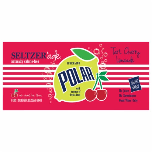 Polar® Seltzer'ade® Tart Cherry Limeade Seltzer Water Cans Perspective: front