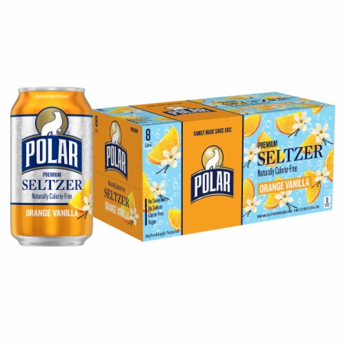 Polar Orange Vanilla Seltzer Water Cans Perspective: front