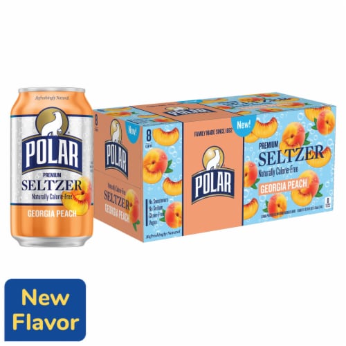 Polar Georgia Peach Flavored Seltzer Water Cans Perspective: front