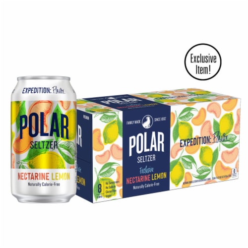 Polar® Lemon Nectarine Flavored Seltzer Water Cans Perspective: front