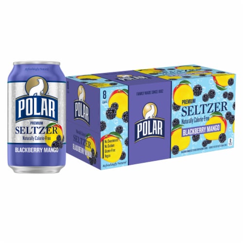 Polar Blackberry Mango Flavored Seltzer Water Cans Perspective: front
