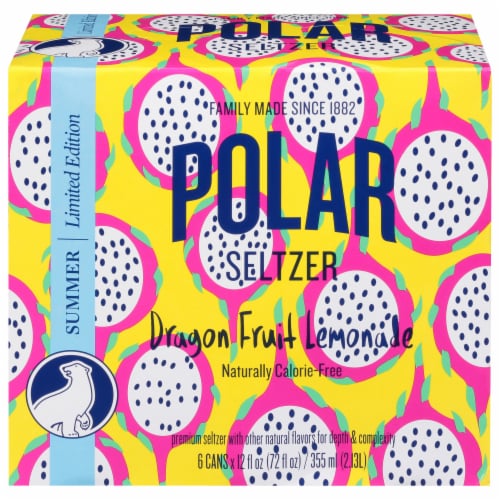 Polar Dragon Fruit Lemonade Seltzer Cans 6 Pack / 12 fl oz Perspective: front
