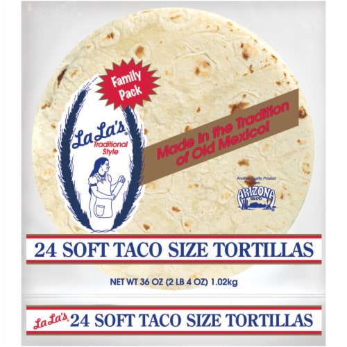 LaLa's Soft Taco Size Flour Tortillas Perspective: front