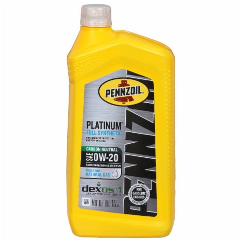 Pennzoil® Platinum PurePlus 0W-20 SAE Full Synthetic Motor Oil Perspective: front