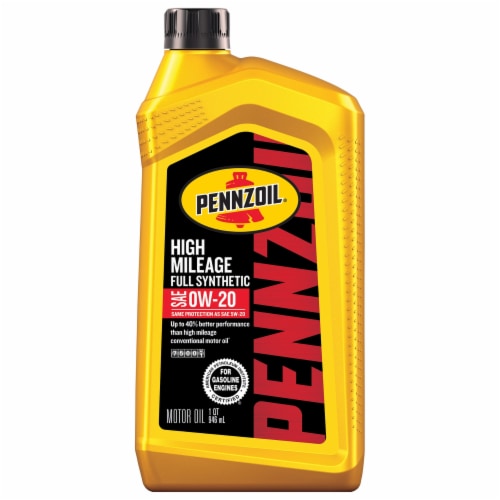 Pennzoil® High Mileage SAE 0W-20 Full Synthetic Motor Oil Perspective: front