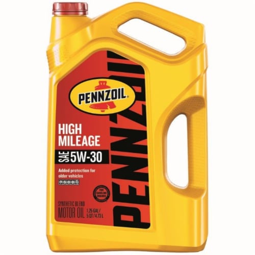 Pennzoil® High Mileage 5W-30 SAE Motor Oil Perspective: front