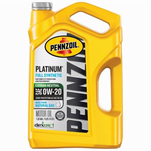 Pennzoil 0W-20 Platinum High Mileage Full Synthetic Carbon Neutral Motor Oil Perspective: front