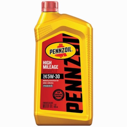 Pennzoil 5W-30 SAE High Mileage Vehicle Motor Oil Perspective: front