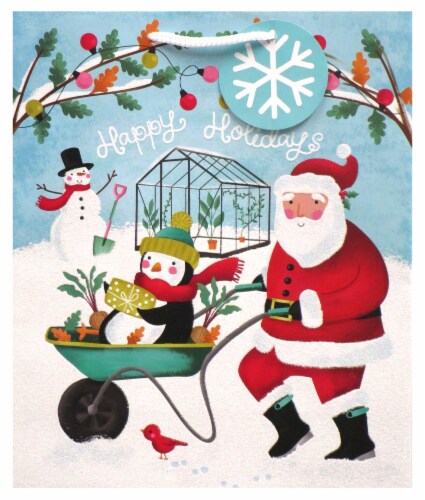 Jeanmarie Creations Santa WheelBarrow Large Gift Bag 1 Count Perspective: front