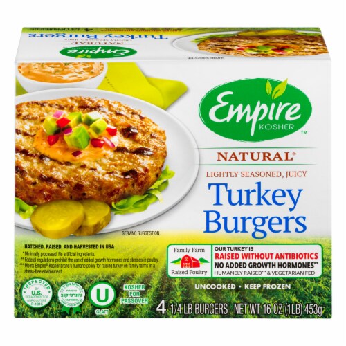 Empire Kosher™ Natural Turkey Burgers Perspective: front