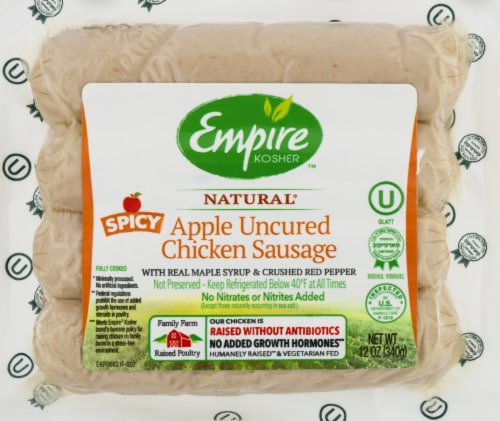 Empire Kosher™ Natural Spicy Apple Uncured Chicken Sausage Perspective: front