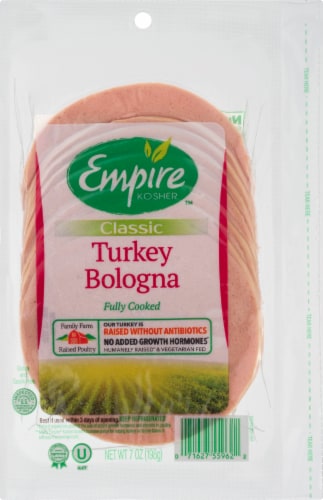 Empire Kosher Uncured Turkey Bologna Slices Perspective: front