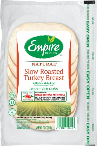 Empire Kosher Slow Roasted Turkey Breast Slices Lunch Meat Perspective: front