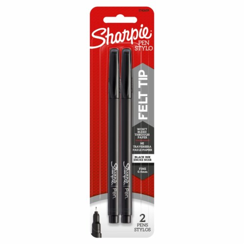 Sharpie Pens, Felt Tip Pens, Fine Point Black, 2 Ct