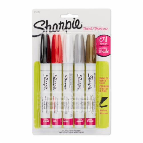 Sharpie Medium Point Oil-Based Opaque Paint Markers 5/Pkg-Black, Gold, Red,  Silver & White, 1 count - Kroger