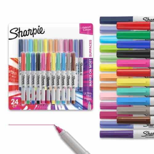 Sharpie® Color Burst Permanent Markers, Ultra Fine Point, Assorted Colors, 24 Count Perspective: front